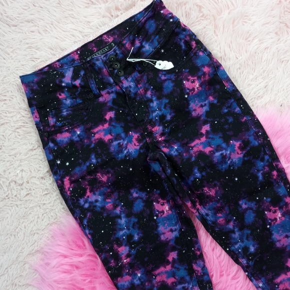 Y2k mall goth space dyed black/blue/purple hi-rise stretch skinny jeans Like new - Picture 3 of 8